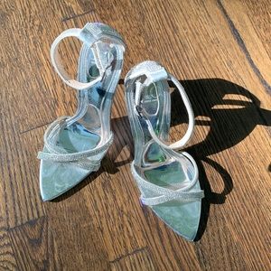 J. Lo silver and rhinestone stilettos